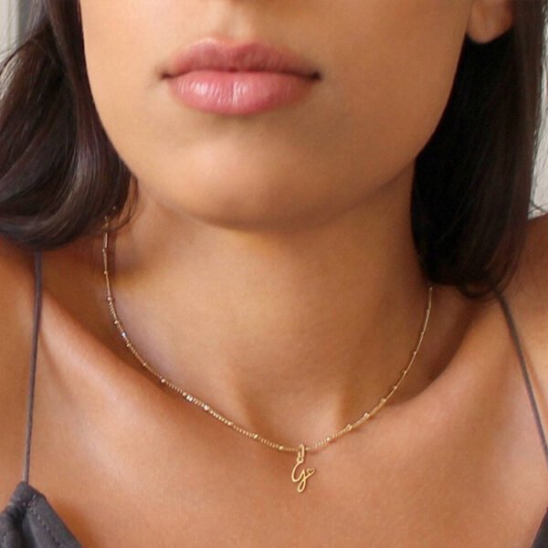 New DIY Beads Chain Love Letter Initial Necklace Stainless Steel Jewelry Alphabet Pendant Necklace - Image 6