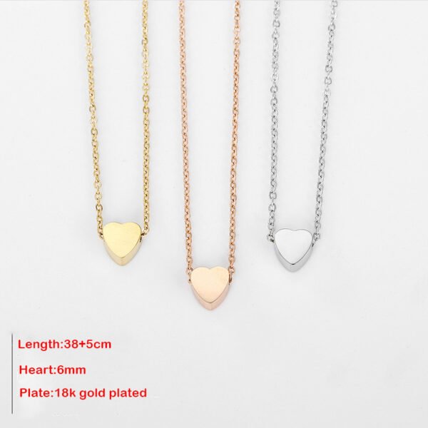 Fashion 18K Gold Plated 6mm Stainless Steel Heart Pendant Necklace for Girls - Image 2