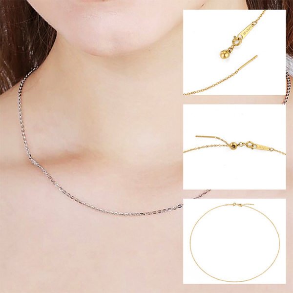 18K Gold Plated 316L Stainless Steel Short DIY Chain Simple Choker Necklace - Image 2