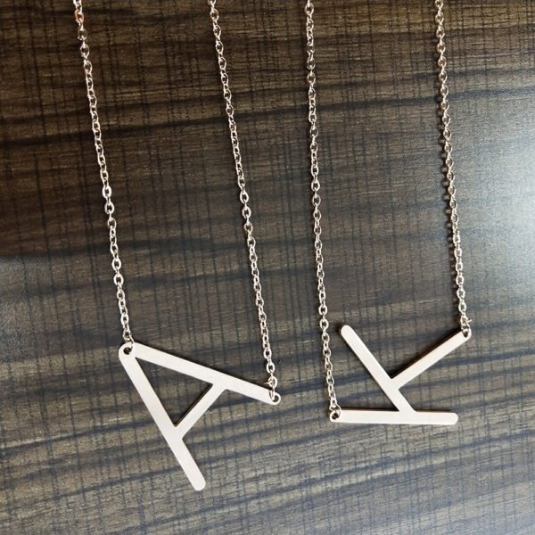 Hot Sales 26 English Letters Gold Plated Stainless Steel Alphabet Necklace - Image 4