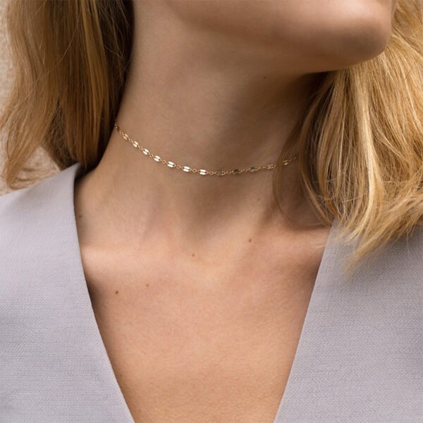 New Fashion Women Elegant 14K Gold Plated 316L Stainless Steel Chokers Necklace Chain