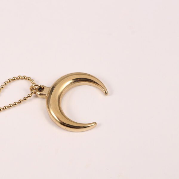 14K Gold Plated Stainless Steel 3 Layered Hypoallergenic Moon Necklace for Women - Image 2