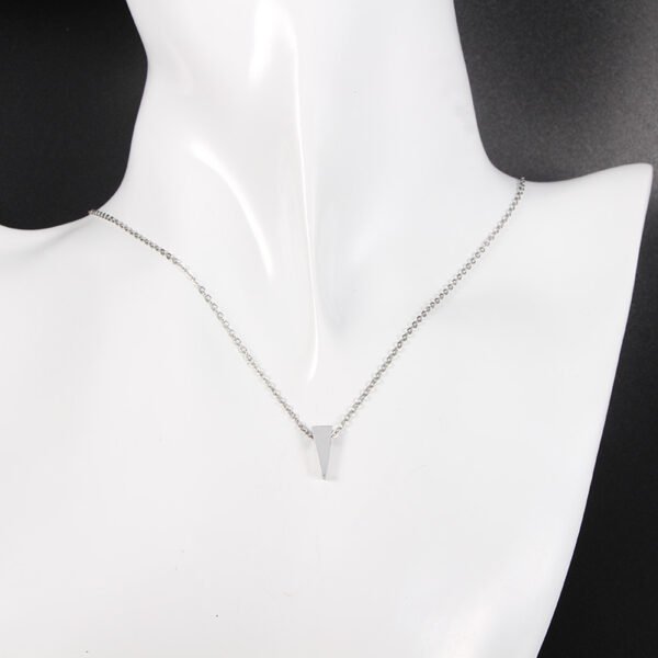 Mirror Polished Stainless Steel Blank Stamp Customs Triangle Pendant Necklace for Women - Imagen 3