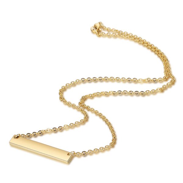 3 Colors Stainless Steel Mirror Polished 35*6mm Charm Necklace DIY Personalized Make Name Blank Stamp Bar Necklace for Men Women