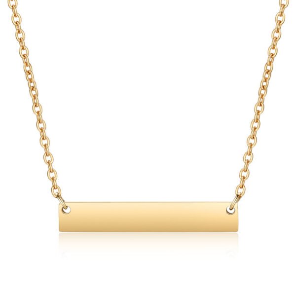 3 Colors Stainless Steel Mirror Polished 35*6mm Charm Necklace DIY Personalized Make Name Blank Stamp Bar Necklace for Men Women - Image 2