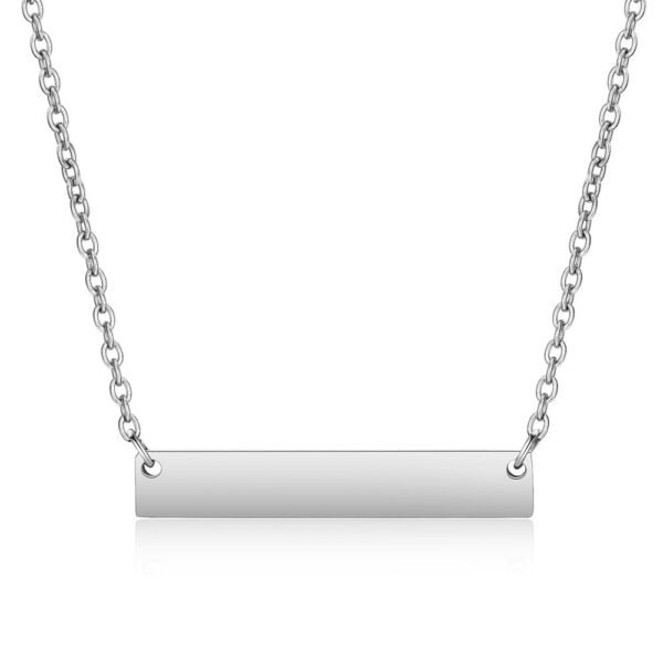 3 Colors Stainless Steel Mirror Polished 35*6mm Charm Necklace DIY Personalized Make Name Blank Stamp Bar Necklace for Men Women - Image 3
