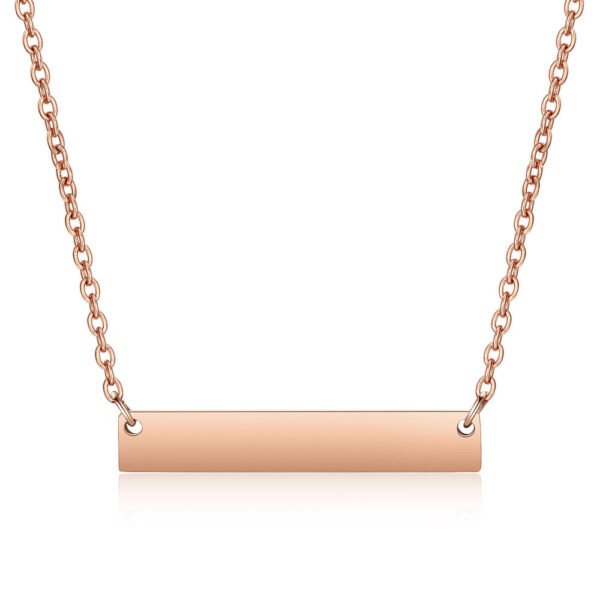 3 Colors Stainless Steel Mirror Polished 35*6mm Charm Necklace DIY Personalized Make Name Blank Stamp Bar Necklace for Men Women - Image 4