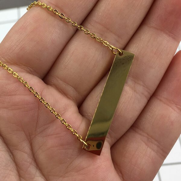 3 Colors Stainless Steel Mirror Polished 35*6mm Charm Necklace DIY Personalized Make Name Blank Stamp Bar Necklace for Men Women - Image 5