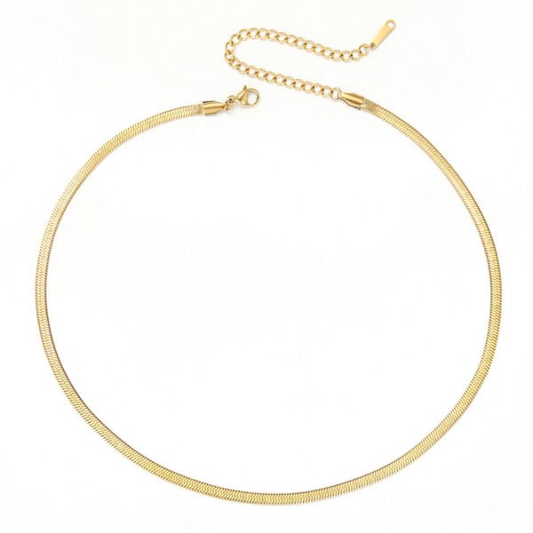 14K Gold Chains 316L Stainless Steel Women Flat Snake Chain Chokers Necklace - Image 2