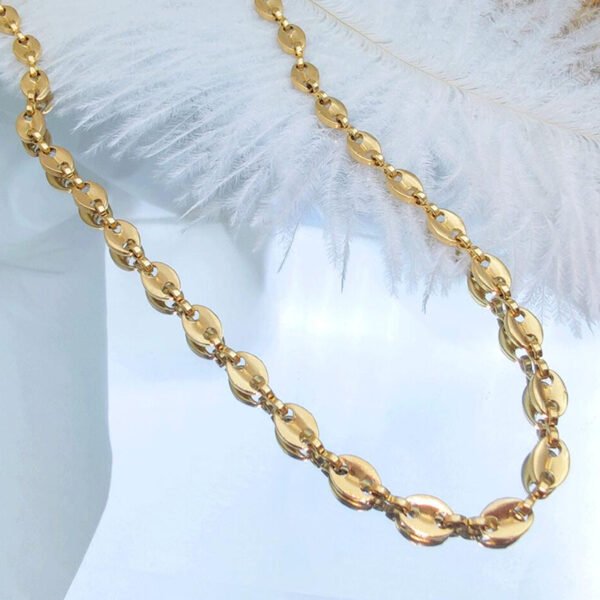 Newest 18k Gold Plated Fashion Necklace Jewelry Chain 2021 for Coffee Bean Pig Nose Shape - صورة 3
