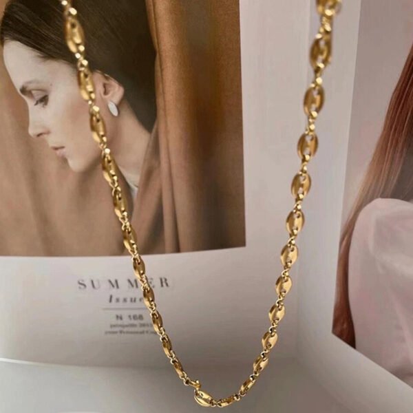 Newest 18k Gold Plated Fashion Necklace Jewelry Chain 2021 for Coffee Bean Pig Nose Shape - صورة 4