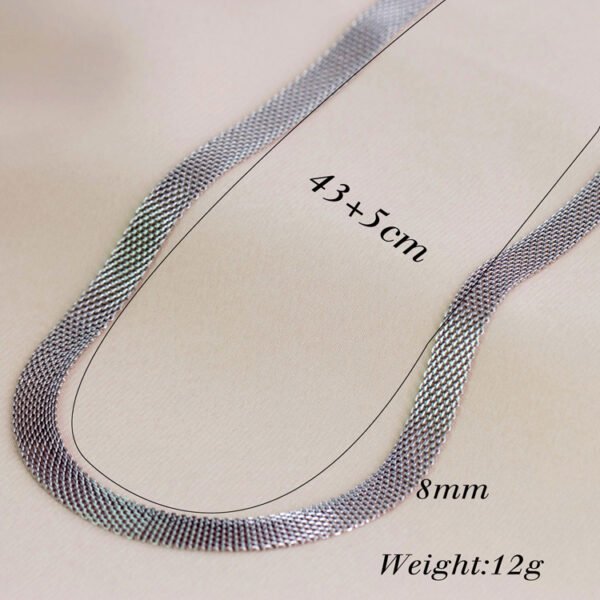 18K Gold Plated Stainless Steel Women Fashion 8mm Wide Net Style Choker Necklace - Image 2