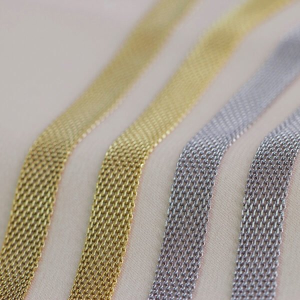 18K Gold Plated Stainless Steel Women Fashion 8mm Wide Net Style Choker Necklace - Image 3