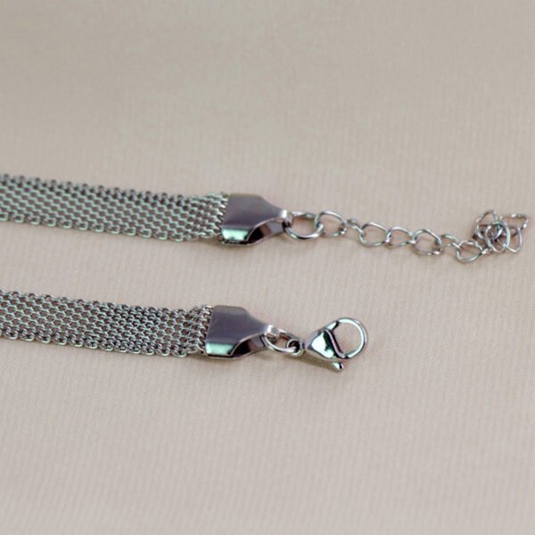 18K Gold Plated Stainless Steel Women Fashion 8mm Wide Net Style Choker Necklace - Image 5