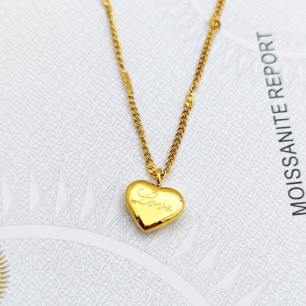New Fashion 18K Gold Plated Stainless Steel Heart Pendant Chain Necklace for Women Gift