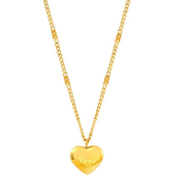 New Fashion 18K Gold Plated Stainless Steel Heart Pendant Chain Necklace for Women Gift - صورة 5