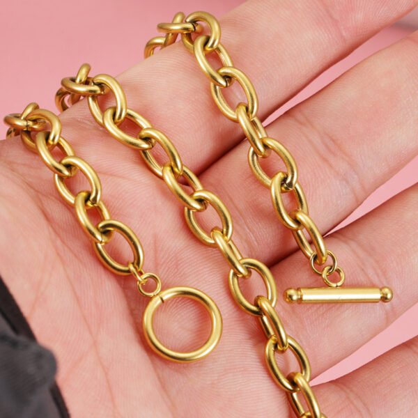 New Hot Sales 18K Gold Plated Stainless Steel OT Buckle Men Jewelry Chain Necklace - Bild 3