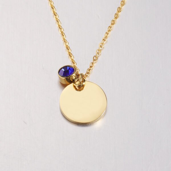 Spiegel polierter Edelstahlschmuck 12 Birthstone Round Charm Custom Name Halskette