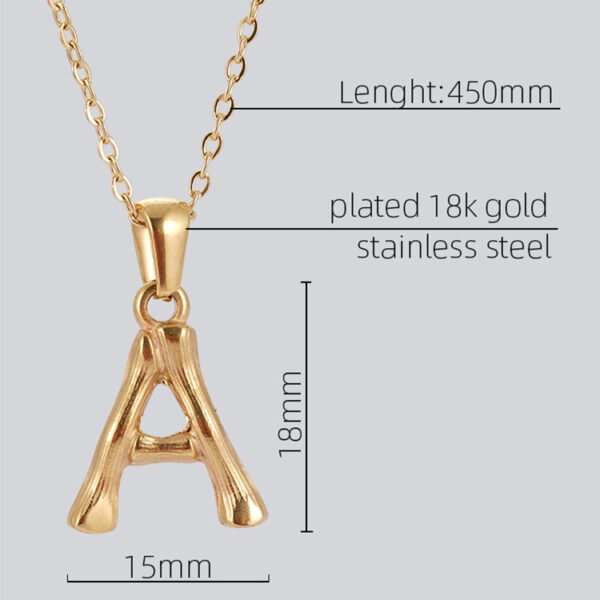 Stainless Steel Jewelry Hip Hop Bamboo Style 18K Gold Plated Letter Pendant Necklace for Men Women - صورة 4