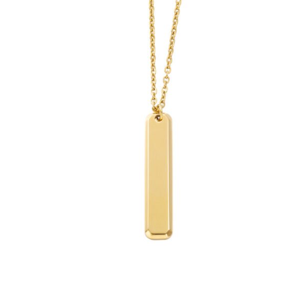 Stainless Steel Jewelry Statement Engraved Name Rectangle Pendant Necklace