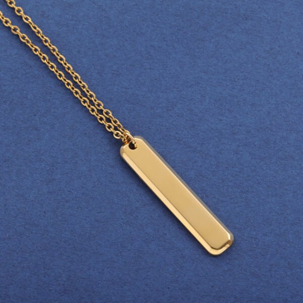 Stainless Steel Jewelry Statement Engraved Name Rectangle Pendant Necklace - Image 5