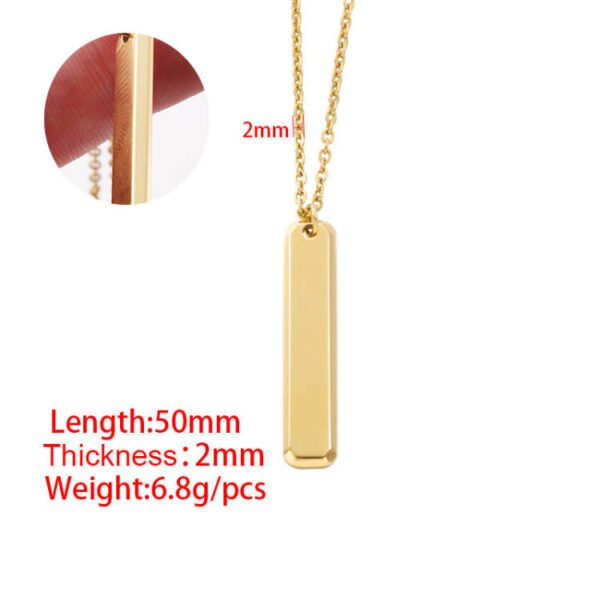 Stainless Steel Jewelry Statement Engraved Name Rectangle Pendant Necklace - Image 6