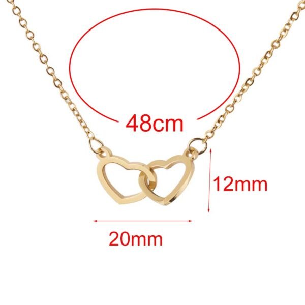 New Fashion Stainless Steel Jewelry Locket Double Heart Necklace for Women - Image 3