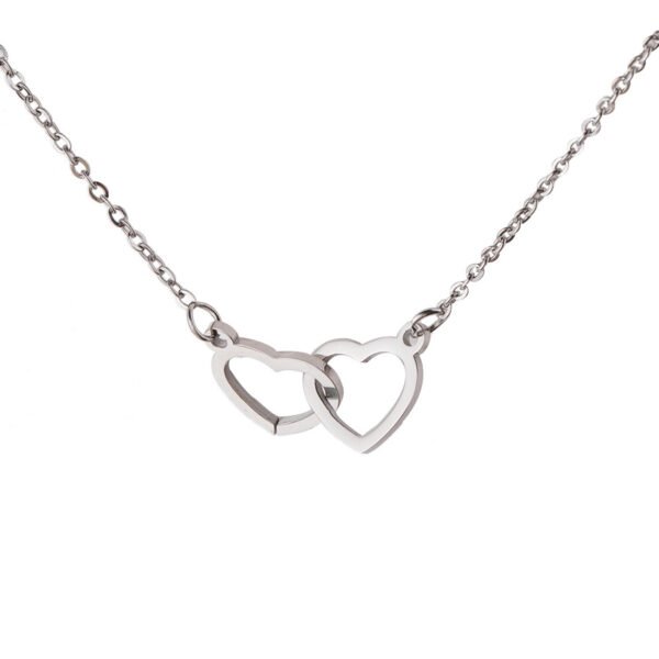 New Fashion Stainless Steel Jewelry Locket Double Heart Necklace for Women - Image 5
