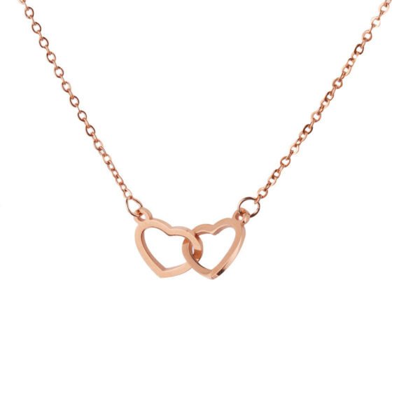 New Fashion Stainless Steel Jewelry Locket Double Heart Necklace for Women - Image 6