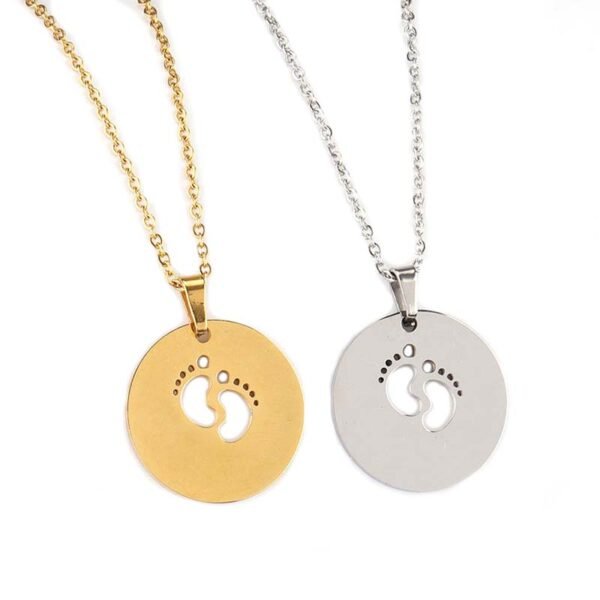 Stainless Steel Mirror Polished Small Foot Women's Mother's Day Gift Hollow Baby Ankle Pendant Necklace