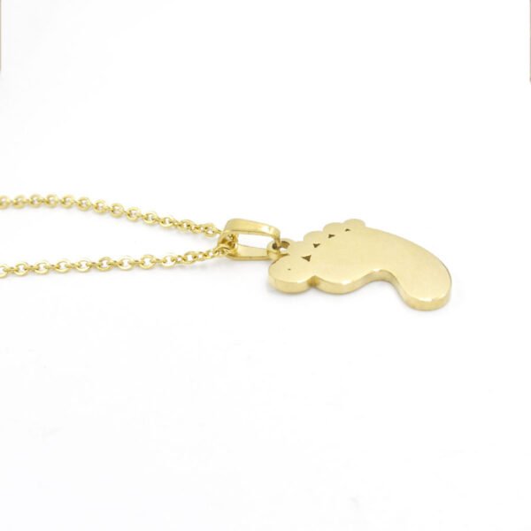 Stainless Steel Mirror Polished 18inch Chain DIY Women Baby Initial Jewelry Gift Rhinestone Baby Feet Pendant Necklace - Imagen 2