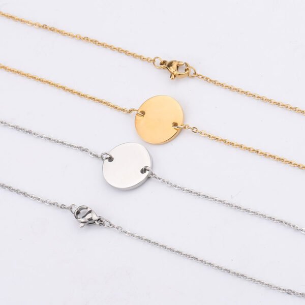 High Polish 15mm Round Pendant Jewelry Stainless Steel Clavicle Necklace for Women Men