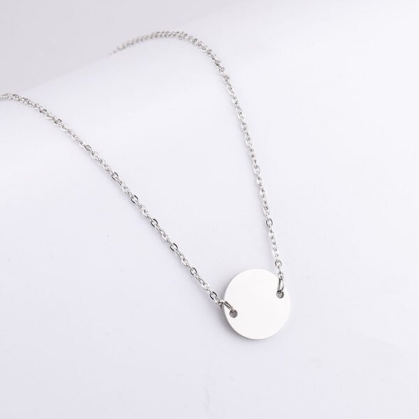 High Polish 15mm Round Pendant Jewelry Stainless Steel Clavicle Necklace for Women Men - صورة 3