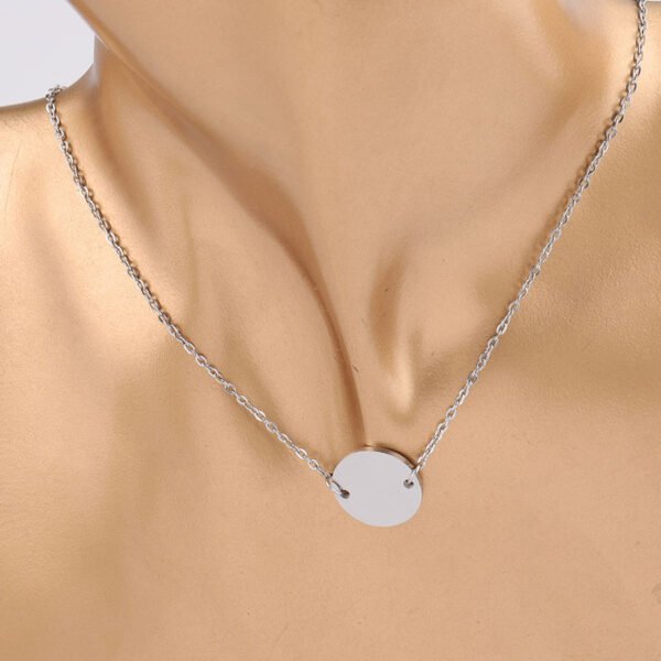 High Polish 15mm Round Pendant Jewelry Stainless Steel Clavicle Necklace for Women Men - صورة 4
