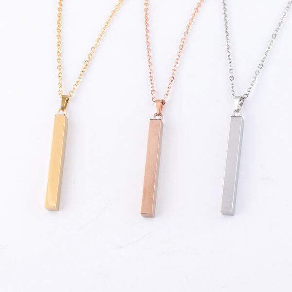 Square Bar DIY Custom Name Necklace Mirror Polished Stainless Steel Personalized  Vertical Bar Necklace