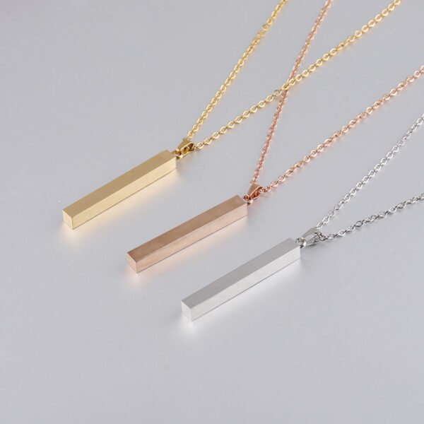 Square Bar DIY Custom Name Necklace Mirror Polished Stainless Steel Personalized  Vertical Bar Necklace - صورة 2