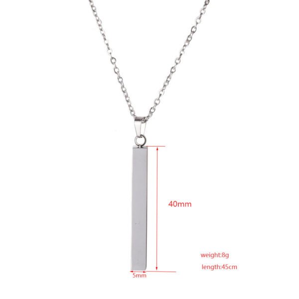 Square Bar DIY Custom Name Necklace Mirror Polished Stainless Steel Personalized  Vertical Bar Necklace - صورة 3