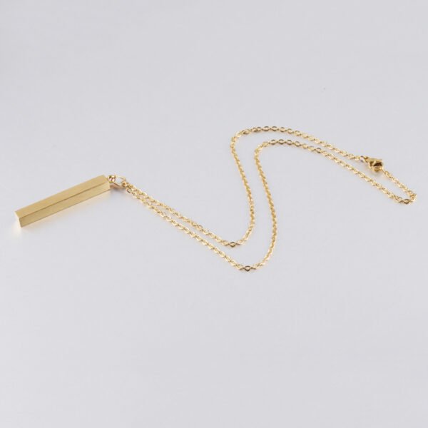Square Bar DIY Custom Name Necklace Mirror Polished Stainless Steel Personalized  Vertical Bar Necklace - صورة 5