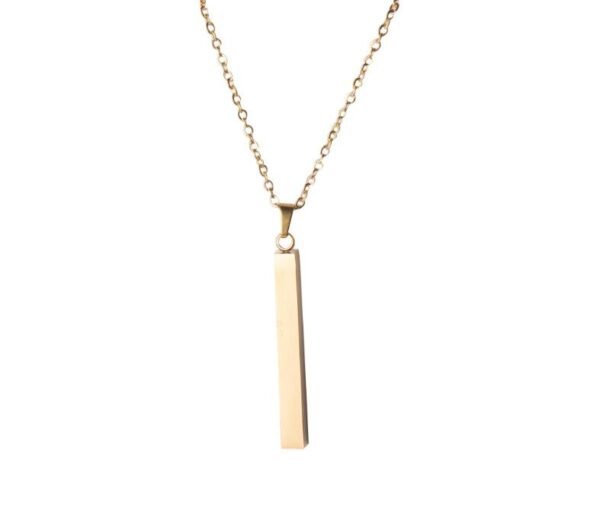 Square Bar DIY Custom Name Necklace Mirror Polished Stainless Steel Personalized  Vertical Bar Necklace - صورة 6