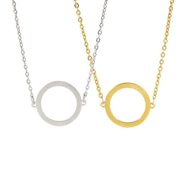 Fashion Minimalist Geometric Karma Stainless Steel Round Circle Necklace