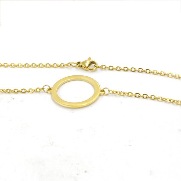 Fashion Minimalist Geometric Karma Stainless Steel Round Circle Necklace - Image 3