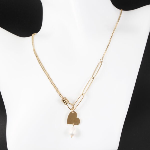 14K Gold Plated Stainless Steel Jewelry Pearls Heart Pendent Layering Necklaces for Women - Image 4