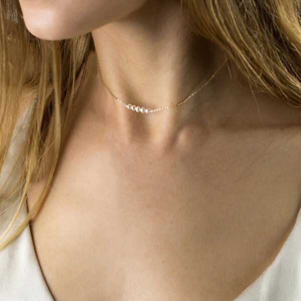 18K Gold Plated 316L Stainless Steel Simple Desgin Choker Crystal Necklaces