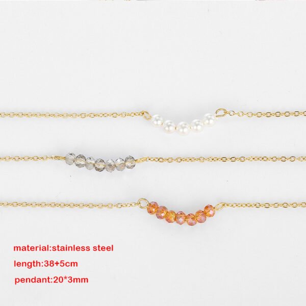 18K Gold Plated 316L Stainless Steel Simple Desgin Choker Crystal Necklaces - Bild 5