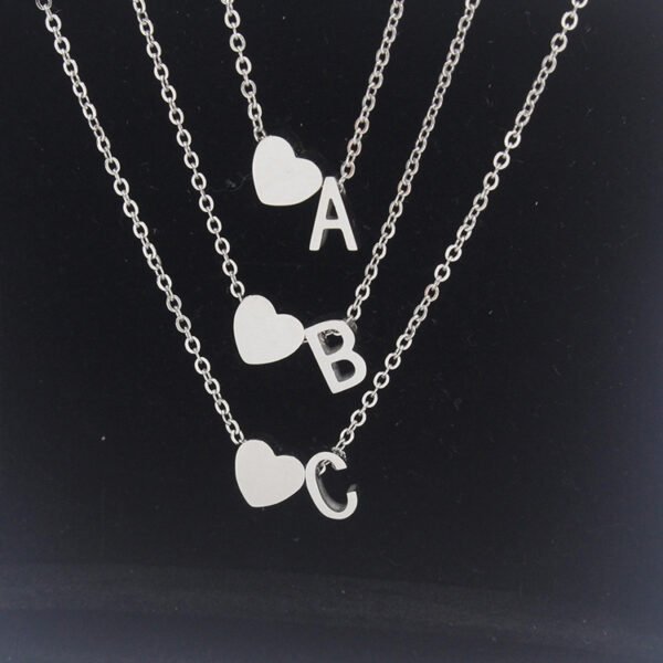 18K Gold Plated Stainless Steel Love's Gift Heart Letter Necklace for Women