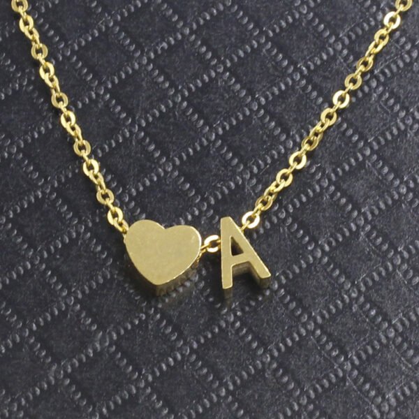 18K Gold Plated Stainless Steel Love's Gift Heart Letter Necklace for Women - Image 3
