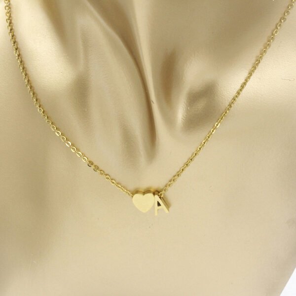 18K Gold Plated Stainless Steel Love's Gift Heart Letter Necklace for Women - Image 4
