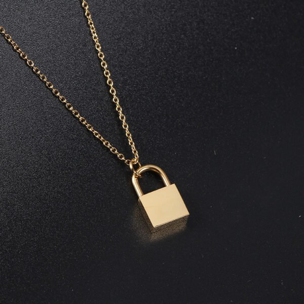 Gold Plated Hip Hop Stainless Steel Jewelry Custom Logo Lock Name Necklace for Men Women