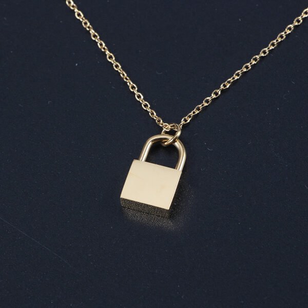 Gold Plated Hip Hop Stainless Steel Jewelry Custom Logo Lock Name Necklace for Men Women - Image 3