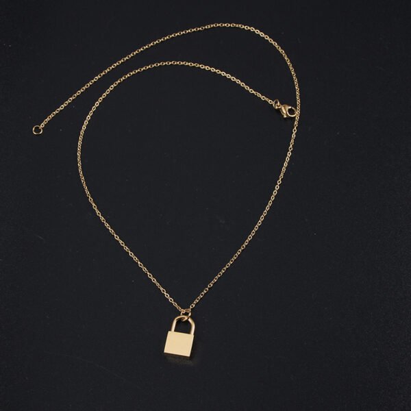 Gold Plated Hip Hop Stainless Steel Jewelry Custom Logo Lock Name Necklace for Men Women - Image 4